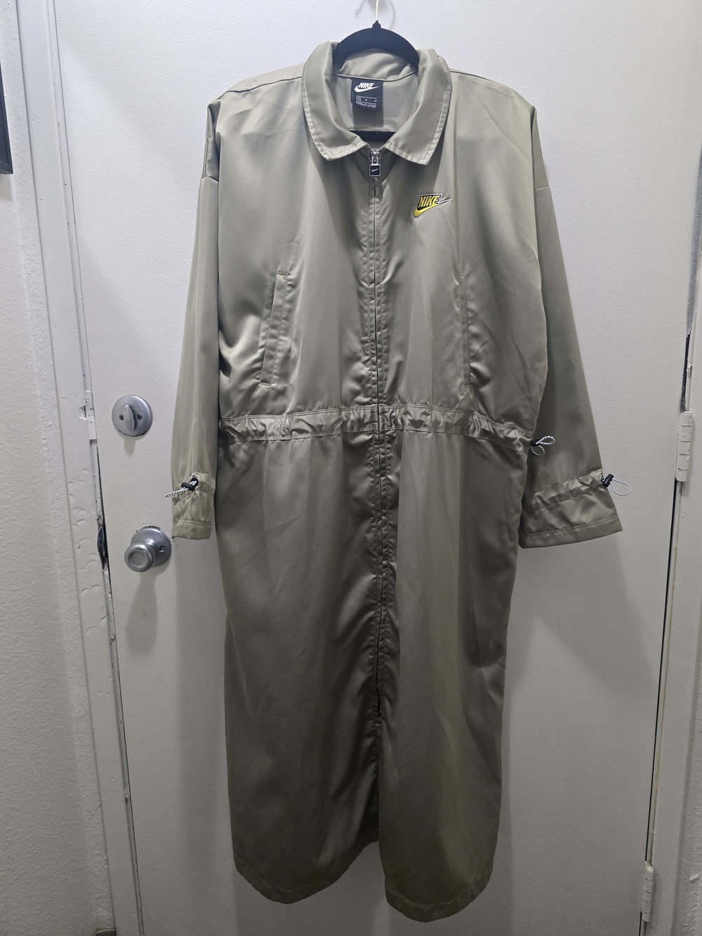 ​NWOT Nike Sportswear Icon Clash Satin Long Jacket - "Mystic Stone" - Picture 2 of 13